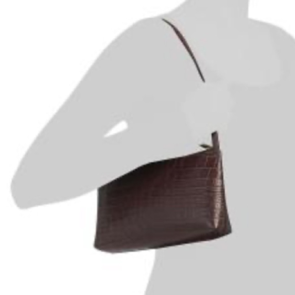 Mansur Gavriel Croc Chocolate Leather Gaia Shoulder Bag Italy Date Night Clutch - Picture 12 of 14